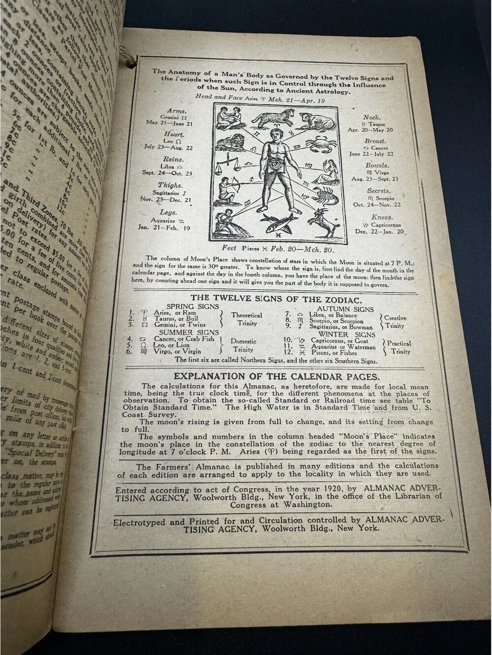 1920 Farmers Almanac Published By The Western Ohio Creamery Co Greenville OH